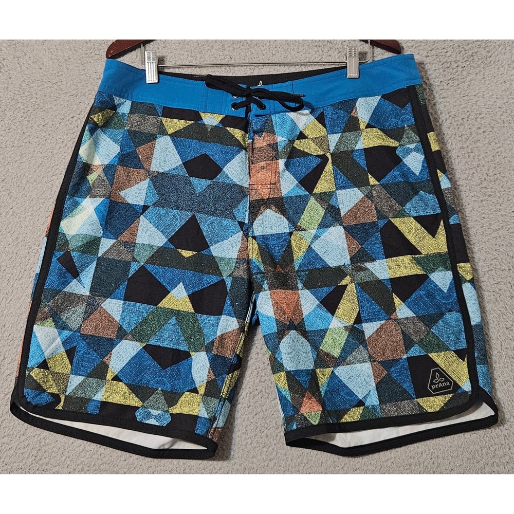 Prana‎ M3HSEA116 Men's Blue High Seas Board Shorts Size 36 x 9